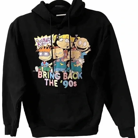 Retro Nickelodeon Black Nickelodeon Hoodie RCM Mens Nickelodeon